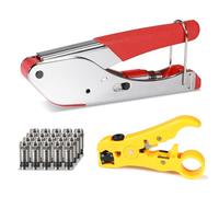 Hiija Juego de crimpadora coaxial con conector F, Herramienta con 20 conectores F RG6