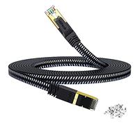 HiiPeak Cable Ethernet 30 metros Cat 8 Nailon Plano, Cable Red Lan Alta Velocidad 40 Gbit/s y 2000 Mhz con Conectores Rj45 Chapados en Oro, Cable internet