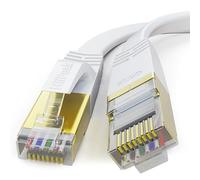 HiiPeak Cable Ethernet Cat 8 3 metros - Ultra-Rápido 40 Gbps | 2000 MHz - RJ45 Chapado en Oro, Cable de red Plano Blanco - Para PS5/4, Xbox, TV, Router, PC, Servidor