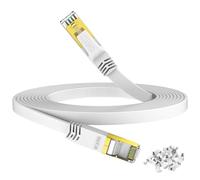 HiiPeak Cable Ethernet Cat 8 5 metros - Ultra-Rápido 40 Gbps | 2000 MHz - RJ45 Chapado en Oro, Cable de red Plano Blanco - Para PS5/4, Xbox, TV, Router, PC, Servidor