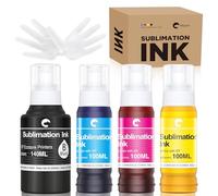 Hiipoo Botellas rellenadas de tinta de sublimación de 440 ml compatibles con impresoras de inyección de tinta ET2400 ET2720 ET2760 ET2750 ET4800 ET-2800 ET-2803 ET-2850, transferencia de prensa de