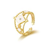 HIIXHC Anillos gruesos de oro para mujer, anillo de moda apilable ajustable, chapado en oro, nudillos, hecho a mano, piedras preciosas góticas, vintage, para adolescentes y niñas, Plástico, Sin