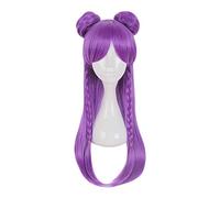 Hija del vacío K/DA Kaisa larga peluca de trenza púrpura con bollo Cosplay disfraz KDA mujeres pelucas de pelo sintético resistente al calor WIG-706A