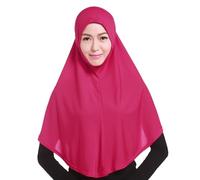Hijab ajustable de color sólido para mujeres musulmanas, 80 cm, extensible, 31,5 Hijab compatible con accesorios de motocicleta para mujer, Rosa intenso., Talla única
