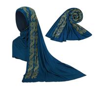 Hijab Buff for Women 28x67 '' Jersey de poliéster Hijab con diamantes de imitación fácil de poner y quitar la camiseta para mujeres para mujeres diarias, fiesta, iglesia, compras, viajes y etc.