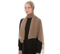 Hijab Chiffon Ligero para Mujer - Elegante Hijab Gasa Islámico - Pañuelo Musulmán Transpirable - Sasa Suave y Sedosa Pañuelo - Chal Chiffon Para Damas - Bufanda Accesorio Islámica (Taupe Oscuro)