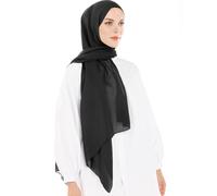 Hijab Chiffon Ligero para Mujer - Elegante Hijab Gasa Islámico - Pañuelo Musulmán Transpirable - Sasa Suave y Sedosa Pañuelo - Chal Chiffon Para Damas - Bufanda Accesorio Islámica (Negro)