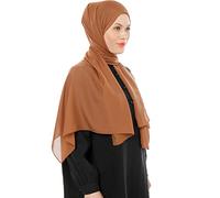 Hijab Chiffon Ligero para Mujer - Elegante Hijab Gasa Islámico - Pañuelo Musulmán Transpirable - Sasa Suave y Sedosa Pañuelo - Chal Chiffon Para Damas - Bufanda Accesorio Islámica (Marron Claro)