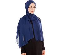 Hijab Chiffon Ligero para Mujer - Elegante Hijab Gasa Islámico - Pañuelo Musulmán Transpirable - Sasa Suave y Sedosa Pañuelo - Chal Chiffon Para Damas - Bufanda Accesorio Islámica (Azul Marino)