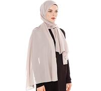 Hijab Chiffon Ligero para Mujer - Elegante Hijab Gasa Islámico - Pañuelo Musulmán Transpirable - Sasa Suave y Sedosa Pañuelo - Chal Chiffon Para Damas - Bufanda Accesorio Islámica (Gris)