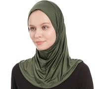 Hijab Jersey Mujer Negra, Bufanda de Hiyab de Jersey, Pañuelo Musulmán Moderno, Bufandas de Hiyabs Elásticos Mujeres, Una Pieza Instantánea Islámico Estilizado y Cómodo, Velo Islámico (Caqui)