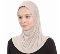 Hijab Jersey Mujer Negra, Bufanda de Hiyab de Jersey, Pañuelo Musulmán Moderno, Bufandas de Hiyabs Elásticos Mujeres, Una Pieza Instantánea Islámico Estilizado y Cómodo, Velo Islámico (Gris Claro)