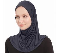Hijab Jersey Mujer Negra, Bufanda de Hiyab de Jersey, Pañuelo Musulmán Moderno, Bufandas de Hiyabs Elásticos Mujeres, Una Pieza Instantánea Islámico Estilizado y Cómodo, Velo Islámico (Azul Marino)