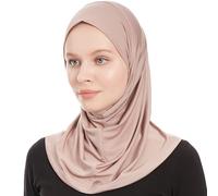 Hijab Jersey Mujer Negra, Bufanda de Hiyab de Jersey, Pañuelo Musulmán Moderno, Bufandas de Hiyabs Elásticos Mujeres, Una Pieza Instantánea Islámico Estilizado y Cómodo, Velo Islámico (Taupe)