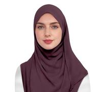 Hijab Mujeres Musulmanas Largas Pañuelo Conjunto Bufanda Color Sólido Elegante Pañuelo con Capó Ropa Islámica Turca Ropa de Oración Umrah Regalo Hijab Set para Mujeres Abaya Gebe, O Ladrillo Rojo, 32