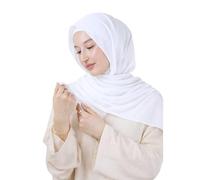 Hijab para ponerse con capucha integrada en crepé de lujo para mujer musulmana con velo chal islámico velo que se pone HE210, Blanco 2., Talla única