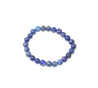 HiJet Hermosa pulsera elástica con cuentas redondas de lapislázuli de 20,32 cm de largo, equilibrando energía positiva, armonía de la suerte, estilo natural auténtico de moda