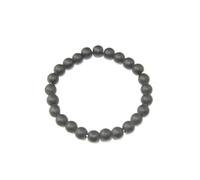 HiJet Hermosa pulsera elástica de cuentas redondas de ónix negro con acabado mate, 20 cm de largo, equilibrando energía positiva, armonía, suerte, natural, auténtico, estilo de moda, 20,32 cm , Gema,