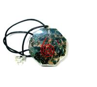 HiJet Orgone - Colgante de piedra de sangre con forma de orgonita, hexagonal, 1,5 pulgadas, protección electromagnética, protección contra ondas electromagnéticas, prana, fuerza de vida