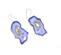 HiJet Pendientes de ónix azul con forma de geoda, ágata drusa, equilibrio de energía positiva, armonía, suerte, natural, de moda, belleza, Navidad, regalo de San Valentín, cumpleaños, aniversario, agradecimiento