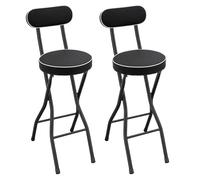 HIJNXG Juego de 2 taburetes de bar plegables con respaldo y cierre de seguridad, 65 cm de alto, para bar, mostrador y exterior