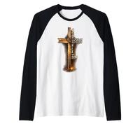 Hijo de Dios Jesucristo Versículo de la Biblia 9 Juan 3:16 Cruz Fe Camiseta Manga Raglan