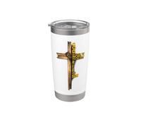 Hijo de Dios Jesucristo Versículo de la Biblia 9 Juan 3:16 Cruz Fe Vaso térmico de acero inoxidable de doble pared