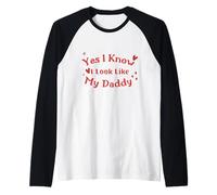 Hijo Gracioso, sí, sé Que me Parezco a mi papá, Lindo Texto Rojo Camiseta Manga Raglan
