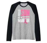 Hijo Orgulloso de una mamá guerrera Concientización sobre el cáncer de Mama Camiseta Manga Raglan