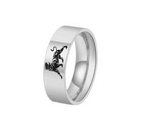 HIJONES 8mm Anillo Animal Tigre para Hombres Mujeres Acero Inoxidable Vintage Personalizado Hip Hop Anillo Banda Joyería Plata Tamaño 12