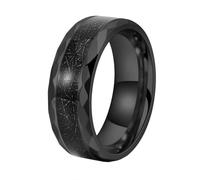 HIJONES 8mm Anillo de Seda Negra con Incrustaciones de Rombo para Hombres Mujeres Vintage Personalizado Hip Hop Anillo Banda Joyería Negro Tamaño 12
