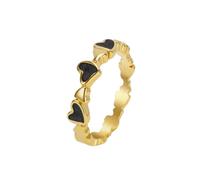 HIJONES Anello da Donna in Acciaio Inox Sigillo Cuore Nero Misura 19