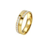HIJONES Anillo Apilable Eterno para Hombre y Mujer Acero Inoxidable con Circón Cúbico Blanco Anillo de Meñique Cómodo Banda de Boda Oro Talla 19
