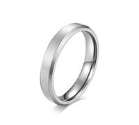 HIJONES Anillo de Acero Inoxidable Cepillado Mate Alianza Clásica Simple Lisa 4mm Plata Tamaño 12