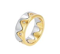 HIJONES Anillo de Pareja Separable de Circonita Cúbica para Mujeres y Hombres Acero Inoxidable Anillo Personalizado Montaña Mar Joyería Plata Oro Talla 17