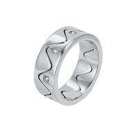 HIJONES Anillo de Pareja Separable de Circonita Cúbica para Mujeres y Hombres Acero Inoxidable Anillo Personalizado Montaña Mar Joyería Plata Talla 14