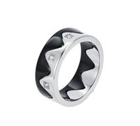 HIJONES Anillo de Pareja Separable de Circonita Cúbica para Mujeres y Hombres Acero Inoxidable Anillo Personalizado Montaña Mar Joyería Plata Negro Talla 14