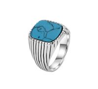 HIJONES Anillo Destacado para Hombre de Acero Inoxidable con Piedra Ojo de Tigre Ónix Negro Turquesa Simulada Banda Ancha Azul Talla 19