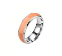 HIJONES Anillo Liso Luminoso para Hombres Mujeres de Acero Inoxidable Superficie Brillante Anillo Naranja Talla 19