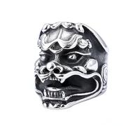 HIJONES Anillo Místico Chino de Animales Auspiciosos para Hombre de Acero Inoxidable Anillo Bestias Guardianas Plata Talla 17