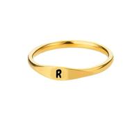 HIJONES Anillos de Oro con Iniciales para Mujeres y Hombres Letras Iniciales Apilables de la A a la Z Anillo de Joyería Delicado R Tamaño 22