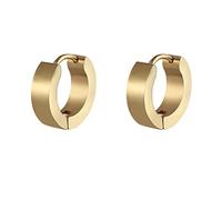 HIJONES Aretes Pequeños Tipo Argolla para Hombre de Acero Inoxidable Pendientes Arco Iris Negro Dorado Azul Plateado