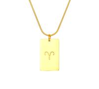 HIJONES Colgante Cuadrado Minimalista Signo Zodiacal Collar Fino Horóscopo Oro Aries
