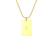 HIJONES Colgante Cuadrado Minimalista Signo Zodiacal Collar Fino Horóscopo Oro Piscis