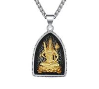 HIJONES Collar Colgante Buda de Oro Vintage de Acero Inoxidable para Hombre Mujeres Collar de Amuleto de Santo Patrón Joyería Budista Akashagarbh Buda