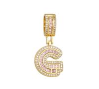 HIJONES Collar con Colgante de Alfabeto de 26 Letras en Circonita Cúbica Rosa para Mujer Acero Inoxidable Joyería Personalizada con Inicial del Primer Nombre Oro G