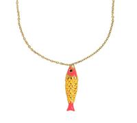 HIJONES Collar Con Dije Carpa Koi Con Escamas Esmaltado para Mujer Chapado en Acero Inoxidable Oro Joyería Afortunada Rojo
