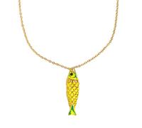 HIJONES Collar Con Dije Carpa Koi Con Escamas Esmaltado para Mujer Chapado en Acero Inoxidable Oro Joyería Afortunada Amarillo