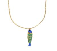 HIJONES Collar Con Dije Carpa Koi Con Escamas Esmaltado para Mujer Chapado en Acero Inoxidable Oro Joyería Afortunada Azul