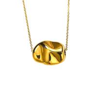 HIJONES Collar Con Dije Guijarro Irregular Frijol De Amor Martillado para Mujer Chapado en Acero Inoxidable Joyería Minimalista Chapado Oro